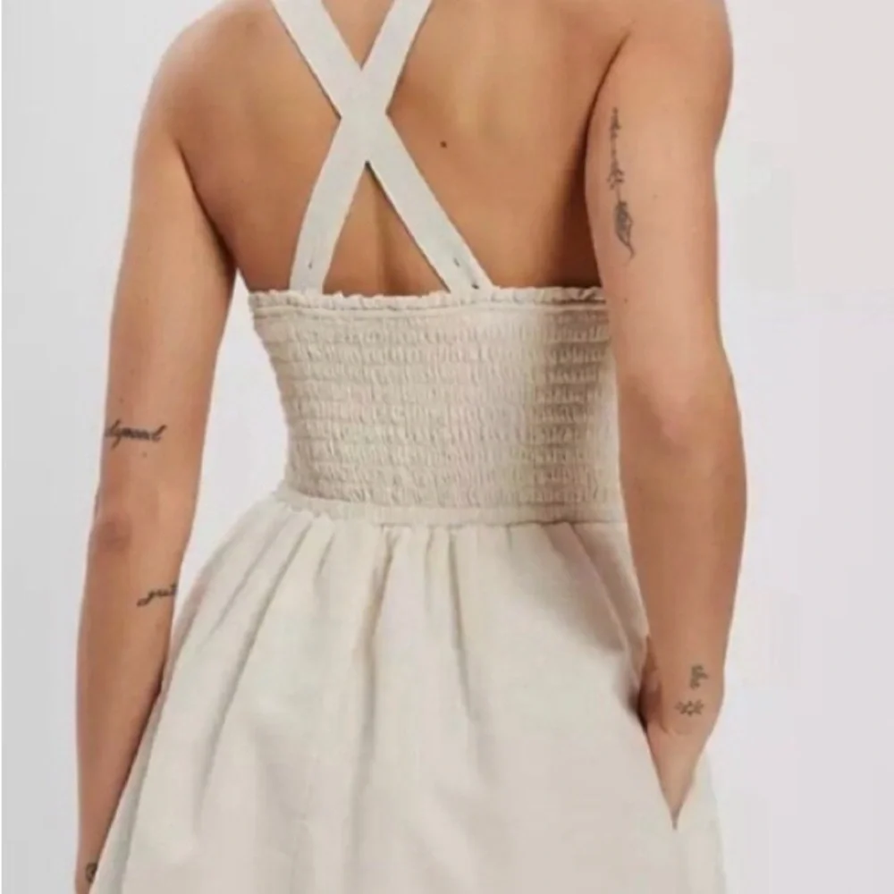 American Eagle Cotton& Linen Cream Sundress Medium EUC